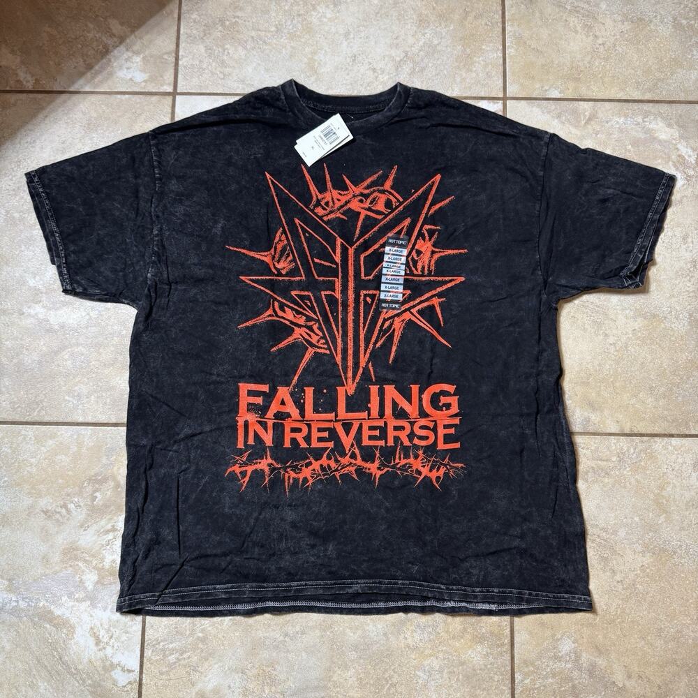 Falling In Reverse Red Thorn Logo Mineral Wash T-Shirt Size X-LARGE New